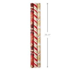 Hallmark Red And Gold 3-Pack Reversible Christmas Wrapping Paper, 120 Sq. Ft. -Cozy Home Accents Deals Store 3Pack Red and Gold Reversible Christmas Wrapping Paper 5JXW1029 03