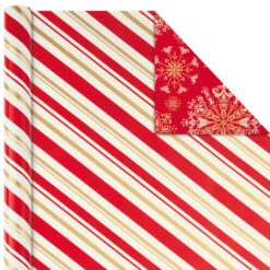 Hallmark Red And Gold 3-Pack Reversible Christmas Wrapping Paper, 120 Sq. Ft. -Cozy Home Accents Deals Store 3Pack Red and Gold Reversible Christmas Wrapping Paper 5JXW1029 05