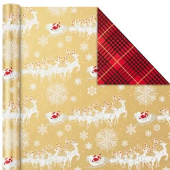 Hallmark Red And Gold 3-Pack Reversible Christmas Wrapping Paper, 120 Sq. Ft. -Cozy Home Accents Deals Store 3Pack Red and Gold Reversible Christmas Wrapping Paper 5JXW1029 06