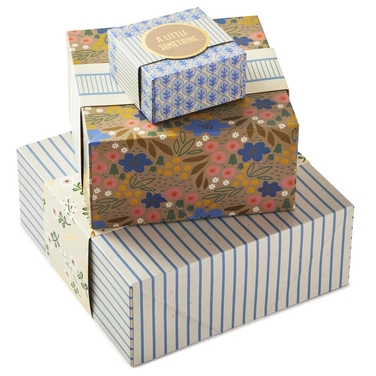 Hallmark 4", 8" And 10" Floral 3-Pack Gift Boxes With Bands 1 Hallmark 4", 8" And 10" Floral 3-Pack Gift Boxes With Bands