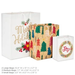 Hallmark Assorted Holiday Merry 8-Pack Small, Medium And Large Christmas Gift Bags -Cozy Home Accents Deals Store Assorted Small Large Holiday Prints Christmas Gift Bags 5XGB1412 03