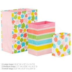 Hallmark Assorted Pastel Designs 8-Pack Small, Medium And Large Gift Bags -Cozy Home Accents Deals Store Assorted Small Large Pastel Designs Gift Bags 5EGB6640 03