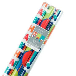 Hallmark Birthday Celebration 3-Pack Reversible Wrapping Paper -Cozy Home Accents Deals Store Birthday Celebration 3Pack Reversible Wrapping Paper 5EWR2946 07