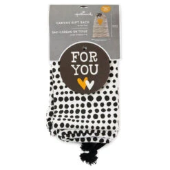 Hallmark 28" Black Dots With Heart Fabric Gift Bag With Tag -Cozy Home Accents Deals Store Black Dots With Heart Fabric Gift Bag With Tag 1499EGB7347 04