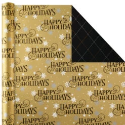 Hallmark Black And Gold 4-Pack Reversible Holiday Wrapping Paper Assortment, 150 Sq. Ft. -Cozy Home Accents Deals Store Black and Gold Reversible Wrapping Paper Assortment 5JXW1737 03
