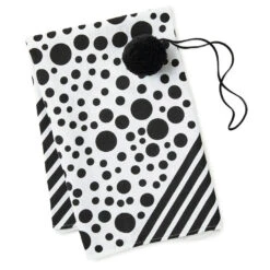 Hallmark 26" Black-and-White Fabric Gift Wrap With Elastic Band -Cozy Home Accents Deals Store BlackandWhite Square Flat Wrapping Cloth 1299EJR6377 03
