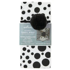 Hallmark 26" Black-and-White Fabric Gift Wrap With Elastic Band -Cozy Home Accents Deals Store BlackandWhite Square Flat Wrapping Cloth 1299EJR6377 06