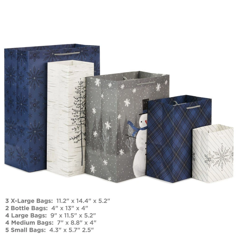 Hallmark Bulk Blue And Gray 18-Pack Holiday Gift Bags, Assorted Sizes And Designs 3 Hallmark Bulk Blue And Gray 18-Pack Holiday Gift Bags, Assorted Sizes And Designs - Image 3