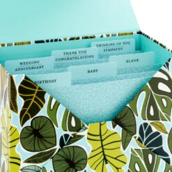 Hallmark Premium Assorted Handmade All-Occasion Cards In Leaf Print Organizer, Box Of 24 -Cozy Home Accents Deals Store Bulk Handmade AllOccasion Cards in Storage Box 5EDX1107 09