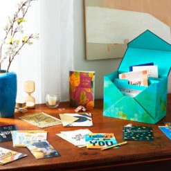 Hallmark Assorted Mahogany All-Occasion Greeting Cards In Green Watercolor Organizer, Box Of 24 -Cozy Home Accents Deals Store Bulk Pack Assorted Mahogany Cards in Storage Box 5EBN1044 06