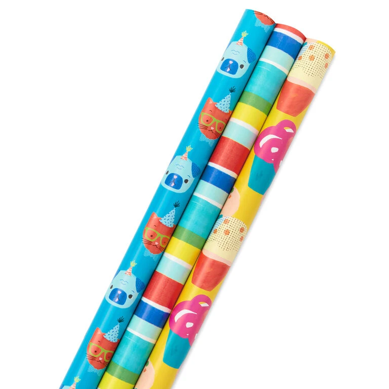 Hallmark Colorful Celebration 3-Pack Wrapping Paper, 55 Sq. Ft. Total 1 Hallmark Colorful Celebration 3-Pack Wrapping Paper, 55 Sq. Ft. Total