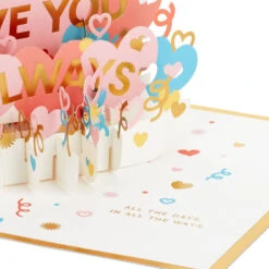 Hallmark Love You Always 3D Pop-Up Love Card -Cozy Home Accents Deals Store Colorful Hearts 3D PopUp Love Card 1299LAD2904 04
