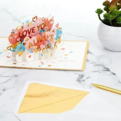 Hallmark Love You Always 3D Pop-Up Love Card -Cozy Home Accents Deals Store Colorful Hearts 3D PopUp Love Card 1299LAD2904 07