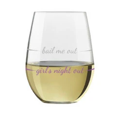 Girls Night Out Bail Me Out Stemless Wine Glass, 16 Oz. -Cozy Home Accents Deals Store Girls Night Out Bail Me Out Stemless Wine Glass PWSC6001 03