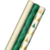 Hallmark Gold And Green 3-Pack Christmas Wrapping Paper Assortment, 120 Sq. Ft.