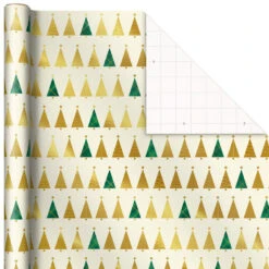 Hallmark Gold And Green 3-Pack Christmas Wrapping Paper Assortment, 120 Sq. Ft. -Cozy Home Accents Deals Store Gold and Green Assortment Christmas Gift Wrap 5JXW1204 05