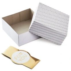 Hallmark 10" Gold And White Striped 2-Pack Gift Boxes With Bands -Cozy Home Accents Deals Store Gold and White Striped 2Pack Gift Boxes With Bands 5EBC1226 03