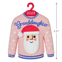Hallmark Granddaughter Christmas Sweater 2023 Ornament -Cozy Home Accents Deals Store Granddaughter Santa Sweater 2023 Keepsake Ornament 1399QGO2549 03