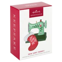 Hallmark Sew Very Merry! Ornament -Cozy Home Accents Deals Store Green Sewing Machine and Stocking Keepsake Ornament 1799QGO2927 04