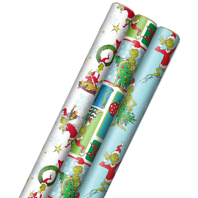 Hallmark Dr. Seuss™ Grinch 3-Pack Christmas Wrapping Paper Assortment, 105 Sq. Ft. 1 Hallmark Dr. Seuss™ Grinch 3-Pack Christmas Wrapping Paper Assortment, 105 Sq. Ft.
