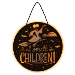 Hallmark Disney Hocus Pocus I Smell Children Porch Decor With Light 6 Hallmark Disney Hocus Pocus I Smell Children Porch Decor With Light -Cozy Home Accents Deals Store Hocus Pocus LightUp Metal Door Sign 1HGN1526 03