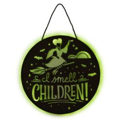 Hallmark Disney Hocus Pocus I Smell Children Porch Decor With Light 7 Hallmark Disney Hocus Pocus I Smell Children Porch Decor With Light -Cozy Home Accents Deals Store Hocus Pocus LightUp Metal Door Sign 1HGN1526 04
