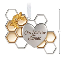 Hallmark Our Love Is Sweet Metal Ornament -Cozy Home Accents Deals Store Honeycomb and Heart Keepsake Ornament 1799QHX3027 03