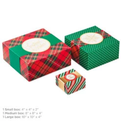 Hallmark Joy To You 3-Pack Christmas Gift Boxes, Assorted Sizes And Designs -Cozy Home Accents Deals Store Joy to You Assorted Christmas Gift Boxes 55XBC1128 03