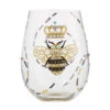 Lolita Queen Bee Handpainted Stemless Wine Glass, 20 Oz.