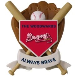 MLB Baseball Personalized Ornament, Braves™ -Cozy Home Accents Deals Store MLB Baseball Personalized Ornament Braves 2499QHE1913B100 03