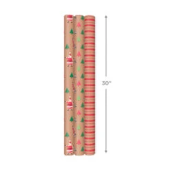 Hallmark Merry Kraft Prints 3-Pack Christmas Wrapping Paper, 90 Sq. Ft. -Cozy Home Accents Deals Store Merry Kraft Prints 3Pack Christmas Wrapping Paper 5JXW1050 04