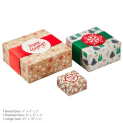 Hallmark Merry And Bright 3-Pack Christmas Gift Boxes, Assorted Sizes And Designs -Cozy Home Accents Deals Store Merry and Bright Assorted Christmas Gift Boxes 5XBC1129 03