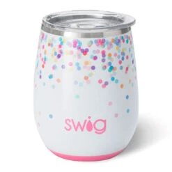 Swig Confetti Stainless Steel Stemless Wine Glass, 14 Oz.
