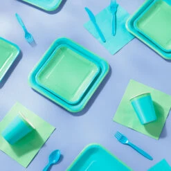 Hallmark Color Pop 96-Piece Tableware Basics Party Kit, Sea Green And Aqua 5 Hallmark Color Pop 96-Piece Tableware Basics Party Kit, Sea Green And Aqua -Cozy Home Accents Deals Store Mint Green and Aqua Party in a Box Party Supplies 5CLP1005 03