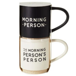 Hallmark Morning Person Stacking Mugs, Set Of 2 5 Hallmark Morning Person Stacking Mugs, Set Of 2 -Cozy Home Accents Deals Store Morning Person Stacking Mugs 1SNN1068 03