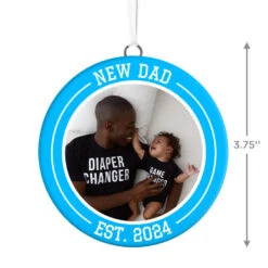 Hallmark New Dad Personalized Text And Photo Ceramic Ornament -Cozy Home Accents Deals Store New Dad Personalized Round Ceramic Ornament 1999QHE1711B28 03