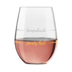 Party Hat Lampshade Stemless Wine Glass, 16 Oz. -Cozy Home Accents Deals Store Party HatLampshade Stemless Wine Glass PWSC6003 03