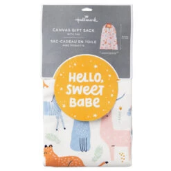 Hallmark 28" Pastel Animals Large Fabric Gift Bag With Tag -Cozy Home Accents Deals Store Pastel Animals Fabric Gift Sack With Tag 1499EGB7167 07
