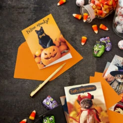 Hallmark Pet Puns Boxed Halloween Cards Assortment, Pack Of 48 -Cozy Home Accents Deals Store Pet Puns Boxed Halloween Cards Assortment 5ELT1013 06