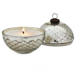 Hallmark Fresh-Cut Pine Mercury Glass Ball Ornament Candle -Cozy Home Accents Deals Store PineScented Mercury Glass Ball Ornament Candle 1XKT5055 03