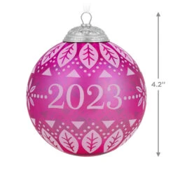 Hallmark Christmas Commemorative 2023 Glass Ball Ornament 8 Hallmark Christmas Commemorative 2023 Glass Ball Ornament -Cozy Home Accents Deals Store Pink Glass Ball 2023 Keepsake Ornament 2299QXR8127 03