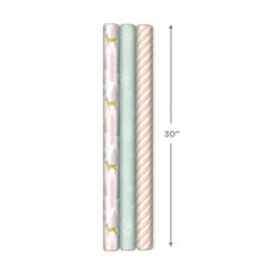 Hallmark Pink And Mint Assorted 3-Pack Christmas Wrapping Paper, 120 Sq. Ft. -Cozy Home Accents Deals Store Pink and Mint Christmas Wrapping Paper Assortment 5JXW1083 07