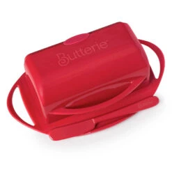 Red Butterie Flip-Top Butter Dish -Cozy Home Accents Deals Store Red Plastic FlipTop Butter Dish With Knife BTRRED1003 03