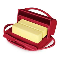 Red Butterie Flip-Top Butter Dish -Cozy Home Accents Deals Store Red Plastic FlipTop Butter Dish With Knife BTRRED1003 04