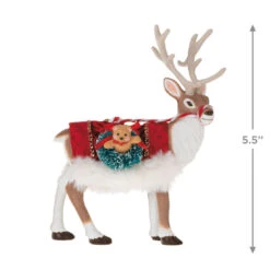 Hallmark Father Christmas's Reindeer Ornament -Cozy Home Accents Deals Store Reindeer With Toy Sack Keepsake Ornament 2199QXE3287 03