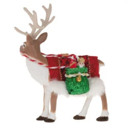 Hallmark Father Christmas's Reindeer Ornament -Cozy Home Accents Deals Store Reindeer With Toy Sack Keepsake Ornament 2199QXE3287 06