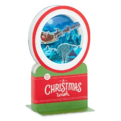 Hallmark Santa's Sleigh Snow Globe Musical 3D Pop-Up Christmas Card With Motion -Cozy Home Accents Deals Store Santa Sleigh Snowglobe 3D PopUp Music Motion Christmas Card 1299XOD9985 03