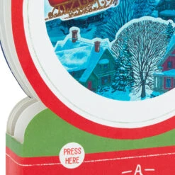 Hallmark Santa's Sleigh Snow Globe Musical 3D Pop-Up Christmas Card With Motion -Cozy Home Accents Deals Store Santa Sleigh Snowglobe 3D PopUp Music Motion Christmas Card 1299XOD9985 05