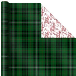 Hallmark Christmas Classics 3-Pack Reversible Wrapping Paper Assortment, 120 Sq. Ft. -Cozy Home Accents Deals Store Santa and Plaids Assorted Reversible Gift Wrap 5JXW1070 05