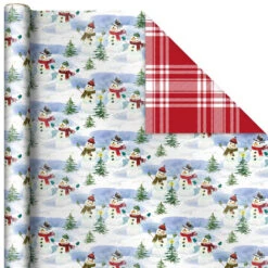 Hallmark Christmas Classics 3-Pack Reversible Wrapping Paper Assortment, 120 Sq. Ft. -Cozy Home Accents Deals Store Santa and Plaids Assorted Reversible Gift Wrap 5JXW1070 06